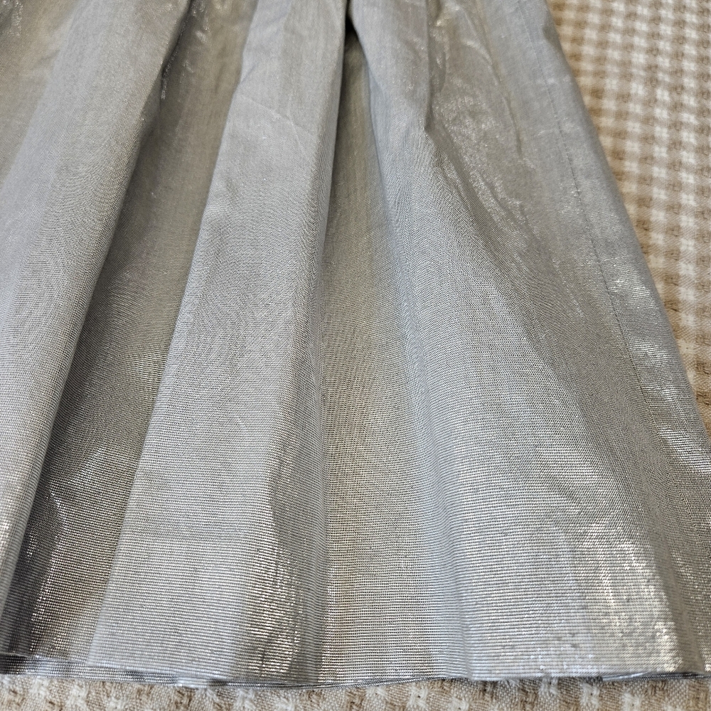 Leggiadro Vintage Y2K Silver Metallic Pleated A-line Cocktail Party Mini Skirt - Picture 3 of 9
